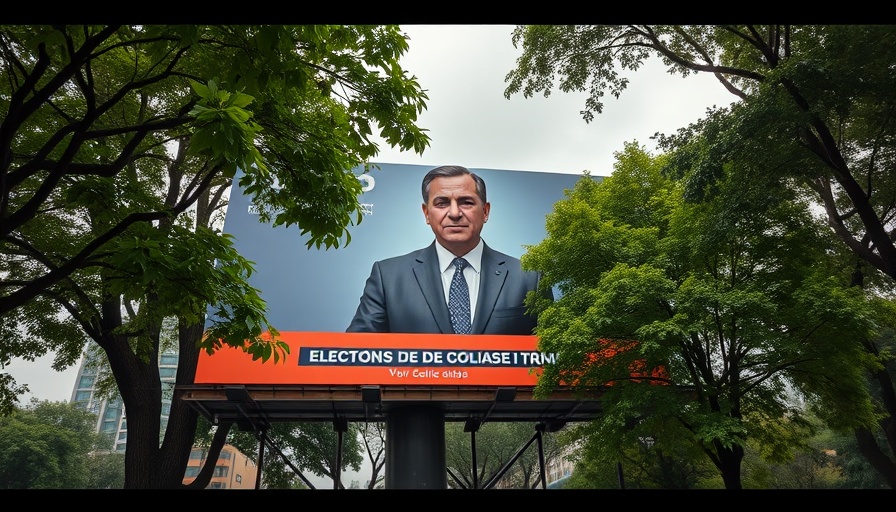 Portuguese political billboard with politician and campaign message.