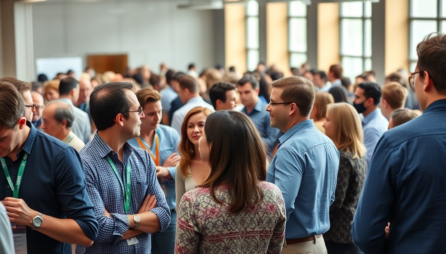 Volunteers and attendees engaged at TechCrunch All Stage event.