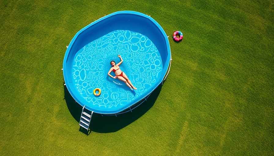 Relaxing in an Above Ground Pool on a Sunny Lawn
