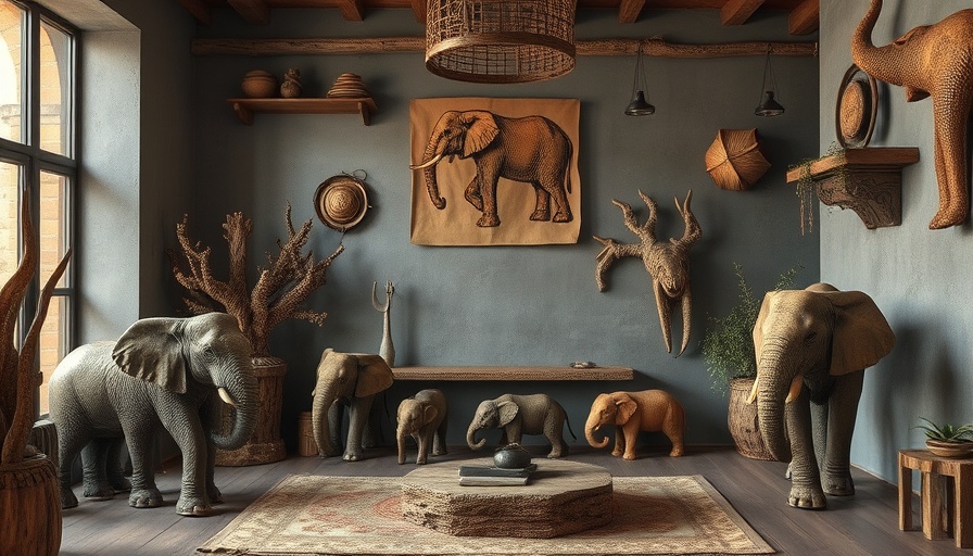Animalcore design trend: elephant motifs in rustic interior