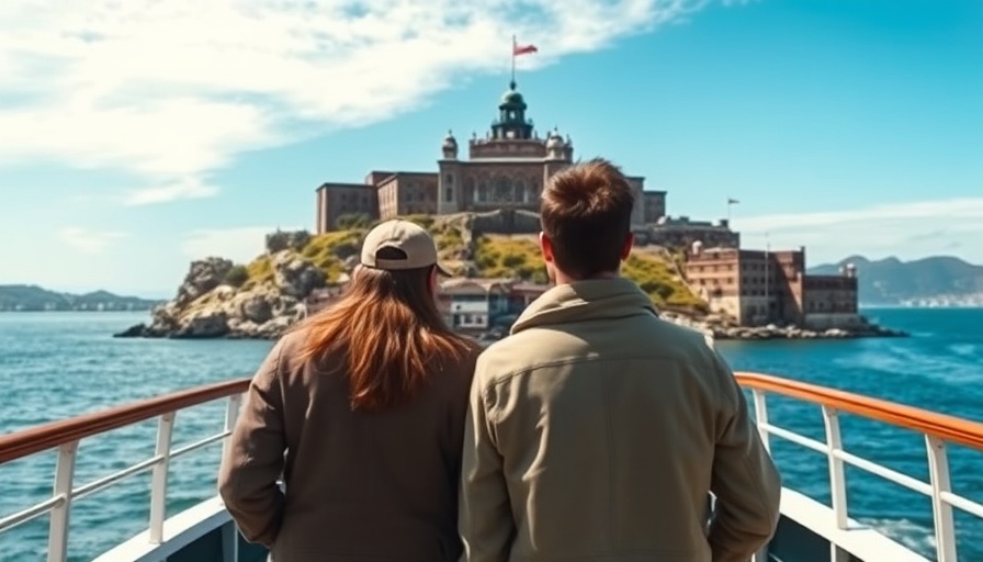 Visitors enjoying bird watching at Alcatraz Island from a ferry.