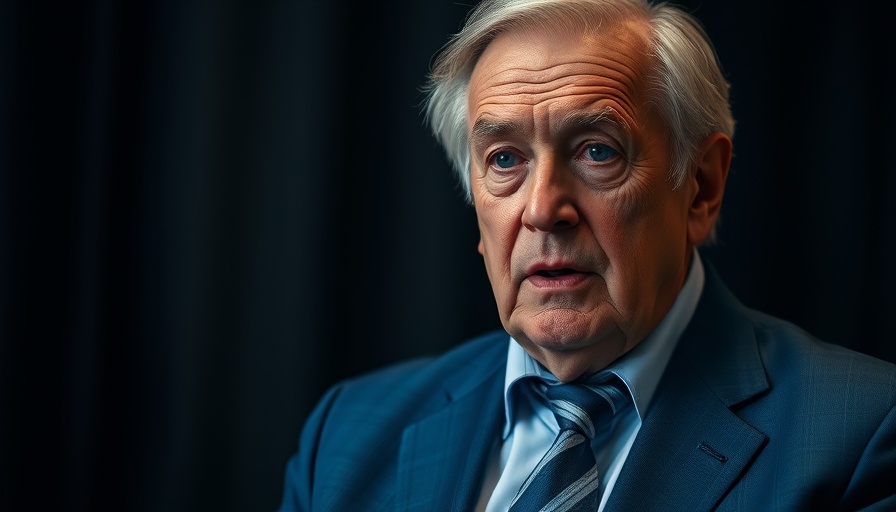 Elderly man discussing Trump tariffs deadline extension, serious expression.