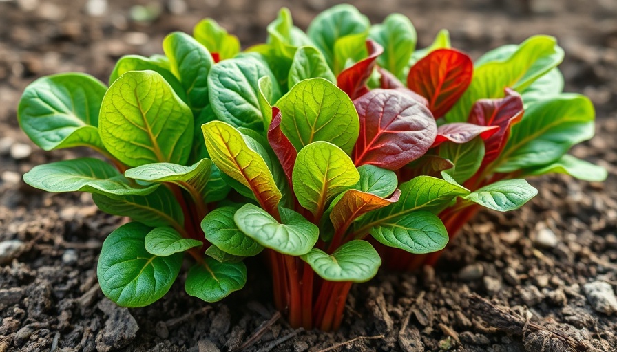 Close-up of young chard plants in soil, vegetable gardening tips.