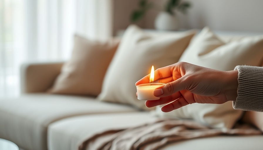 Clean and harmonious living space with candle lighting.