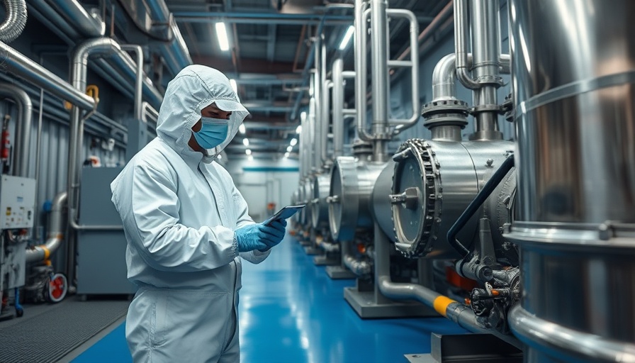 Engineer in protective suit at Iran uranium facility, inspecting equipment.
