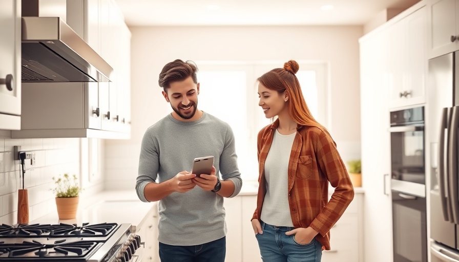 Couple evaluating kitchen features, assessing if house is overpriced.