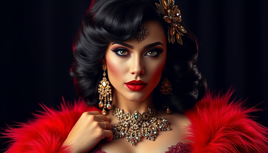 Healing Through Burlesque: Glamorous performer in ornate jewelry and fur.