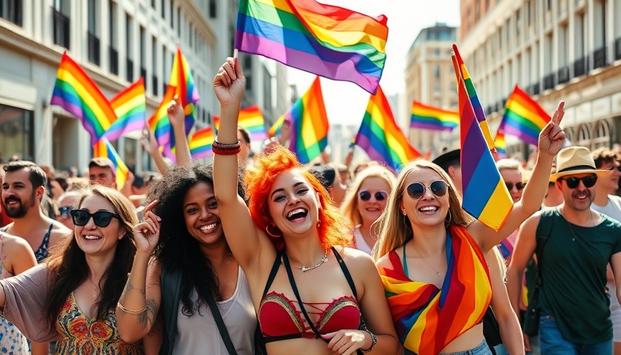 Corporate Support for LGBTQIA+ Rights: Diverse group at Pride parade.