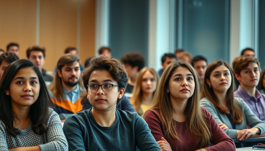 Students engaged in classroom discussion on climate change and education.