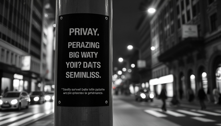 Big Data Privacy Impacts poster highlighting surveillance at night.