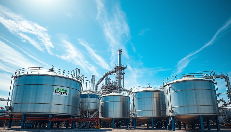 Industrial biodiesel plant with Greenergy signage under a clear sky.