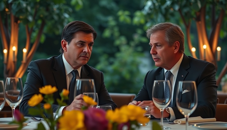 Discussion on Trump Tariff on Brazil in a formal dining setting with suits