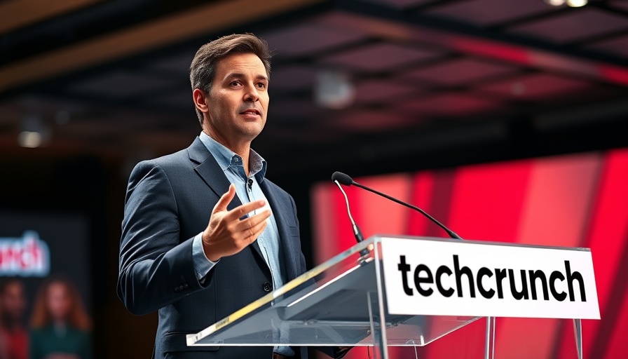 Speaker at tech conference discussing business startup trends.