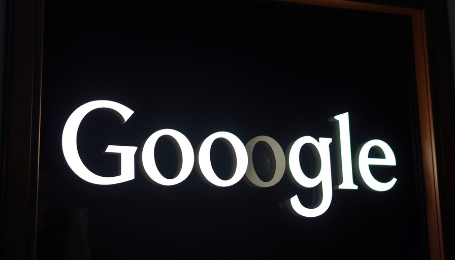 Google logo glowing sign symbolizing AI-powered marketing tools.
