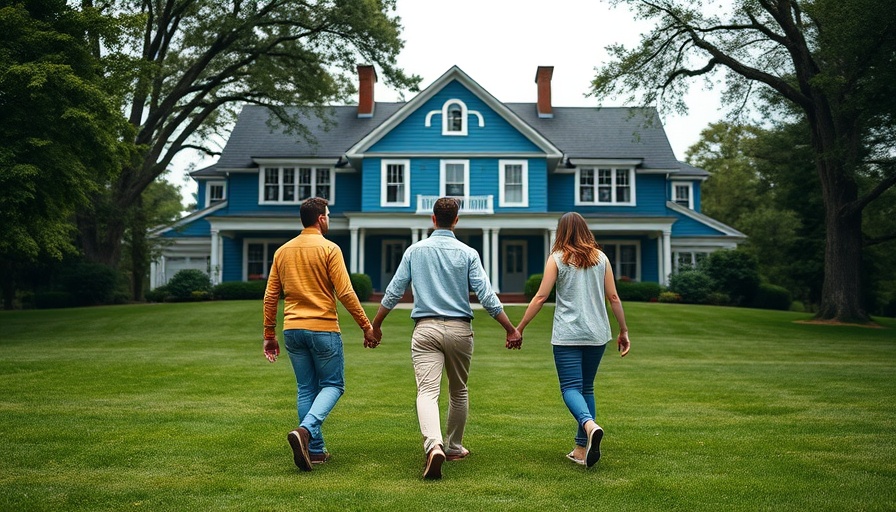 Home buying process timeline: People approaching a blue house.