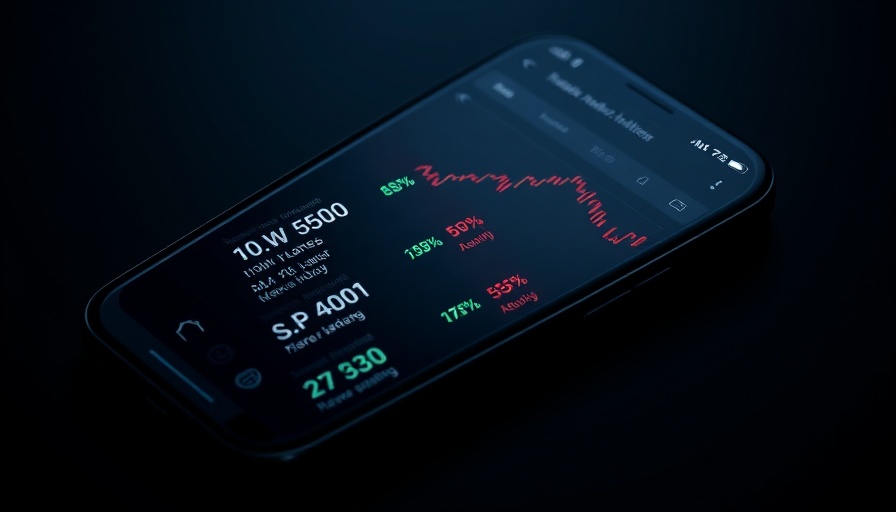Stock market interface on smartphone showing indices values and changes.