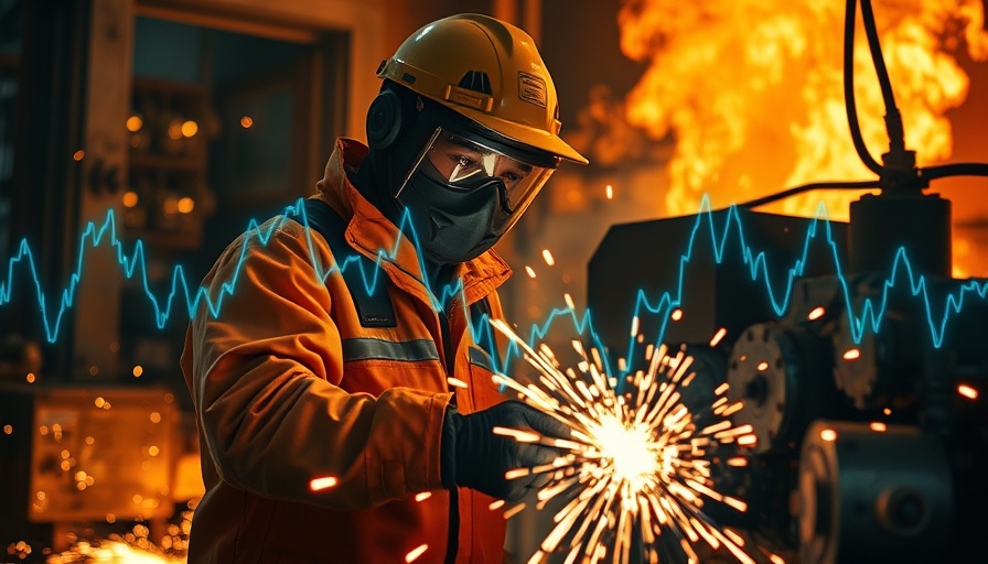 Industrial worker amidst sparks and graph overlay highlighting U.S. copper tariffs windfall