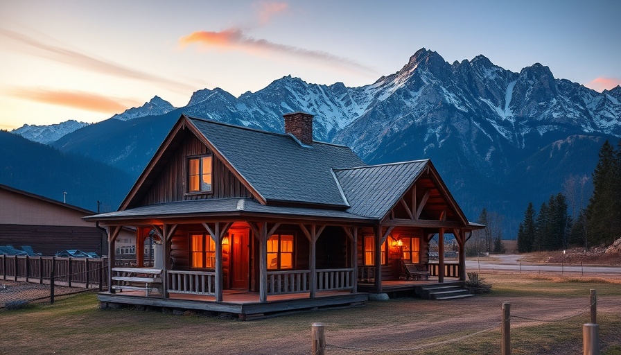 Charming wooden house under sunset sky, perfect to buy a foreclosed home.