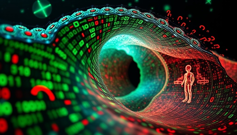 Abstract depiction of AI's impact on jobs with binary and digital figures.