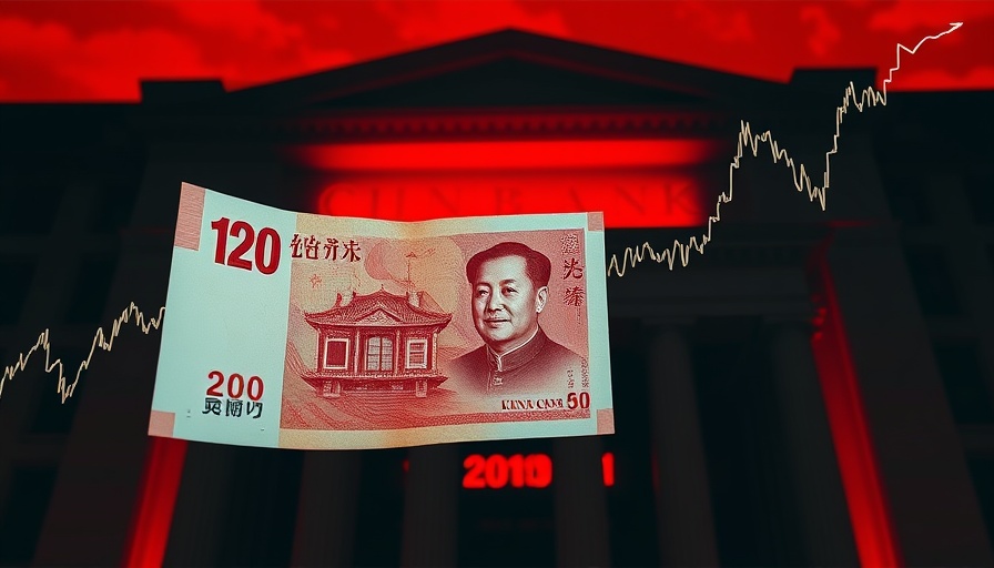 China zero interest rate policy depicted with yuan and graph lines, red tone.