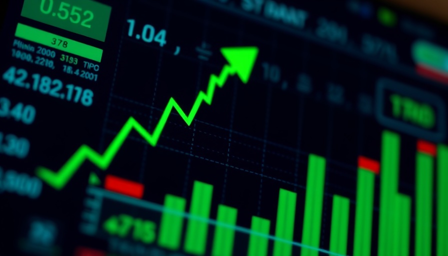 Digital stock app showing upward trend; Asia stocks tread water.