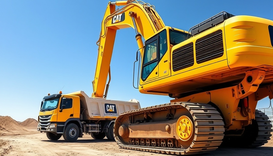 Excavator loading soil into a truck at a construction site.