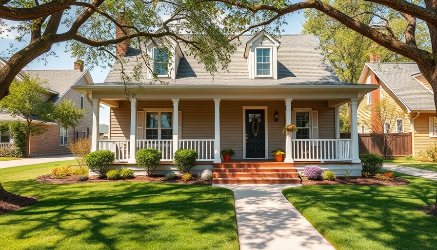 Charming suburban home with porch reflecting on home warranty cost.