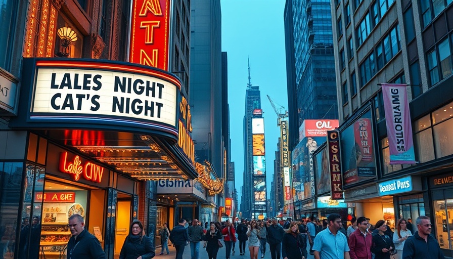 Economics of Late-Night TV: vibrant marquee street scene with people.