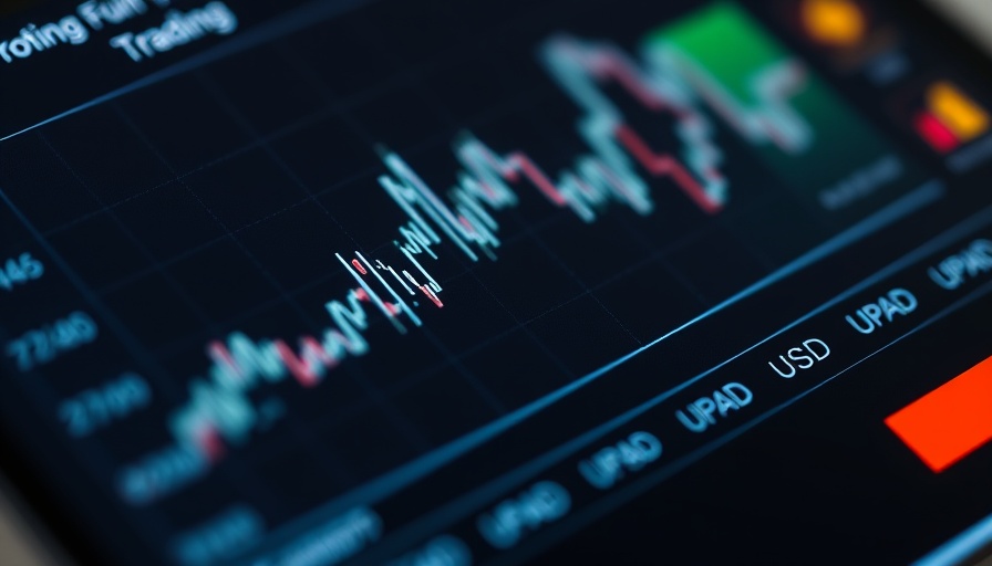 Stock trading app interface with fluctuating graph, USD currency