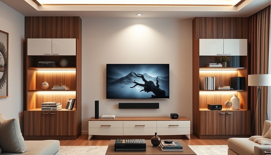 Elegant modern TV cabinet designs with LED lighting in living room.