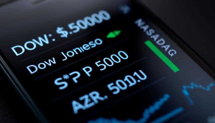 Stock index display in smartphone interface showing financial data.