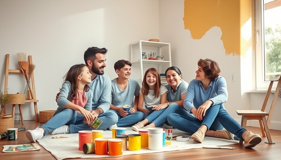 Family painting wall during DIY project, buying a fixer-upper