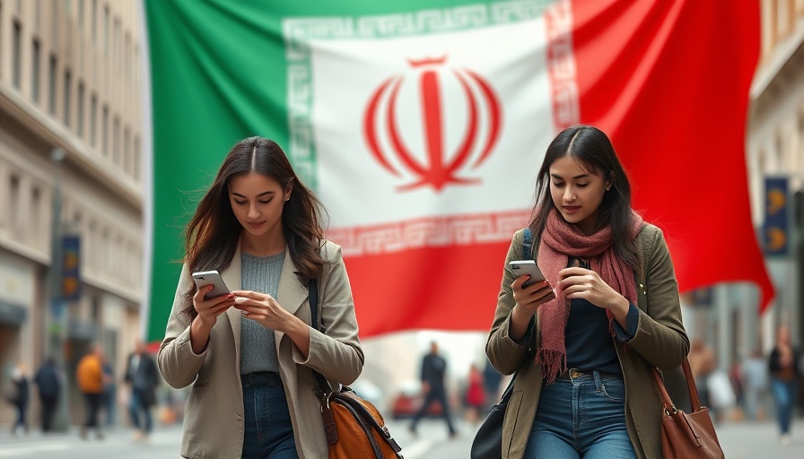 Women using phones against Iranian flag background, hinting at iPhone spyware attacks.