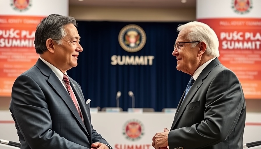 Friendly meeting at summit backdrop indicating UK-India trade deal discussion.