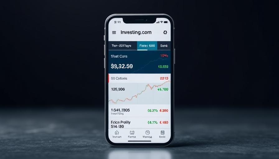 Investing.com app displaying financial indices on smartphone screen.