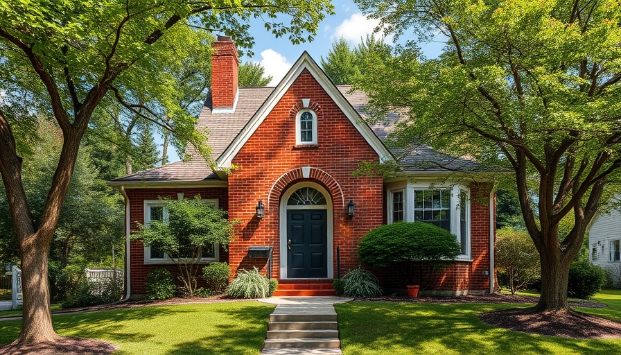 Charming brick house with garage nestled in greenery, mortgage on a $500K house.
