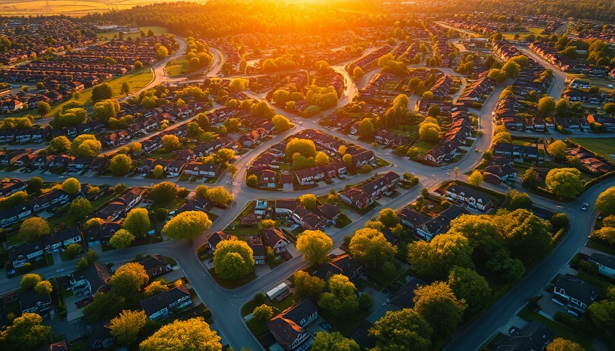 Aerial view of suburban homes for sale in Austin, vibrant and sunny.