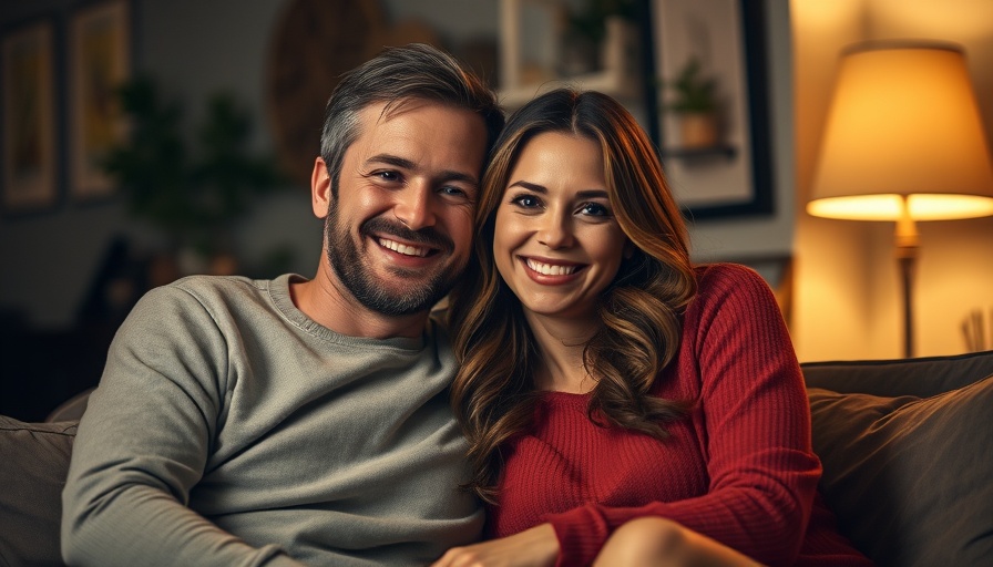 Couple smiling warmly, emphasizing togetherness and care, connected theme.