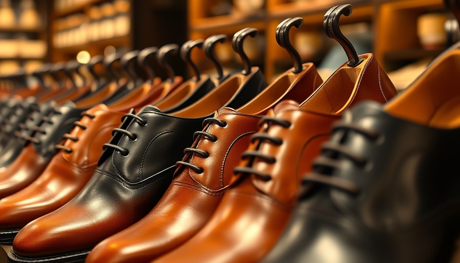 Elegant leather shoes on display in a store setting.