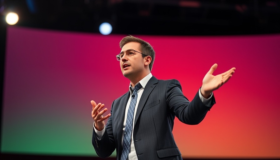 Business professional speaking on stage about Walmart AI agents