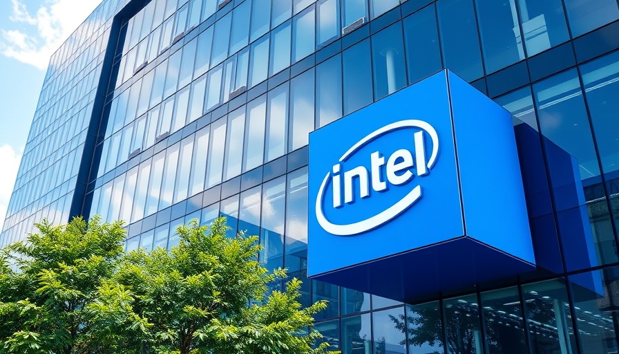 Intel headquarters with blue cube in high-tech setting, Intel Network and Edge group spin-off