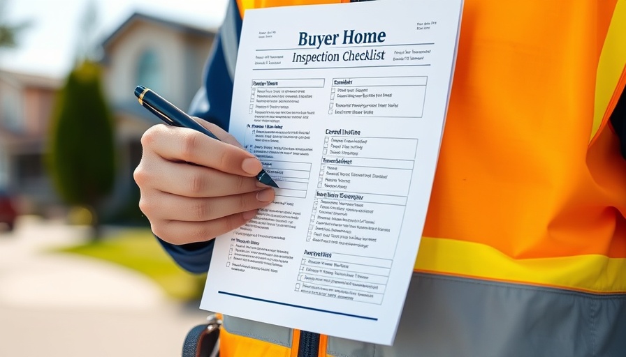 Inspector holding home inspection checklist outdoors for buyers