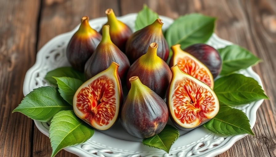 Fresh figs and leaves on a plate for gardening tips for growing figs.