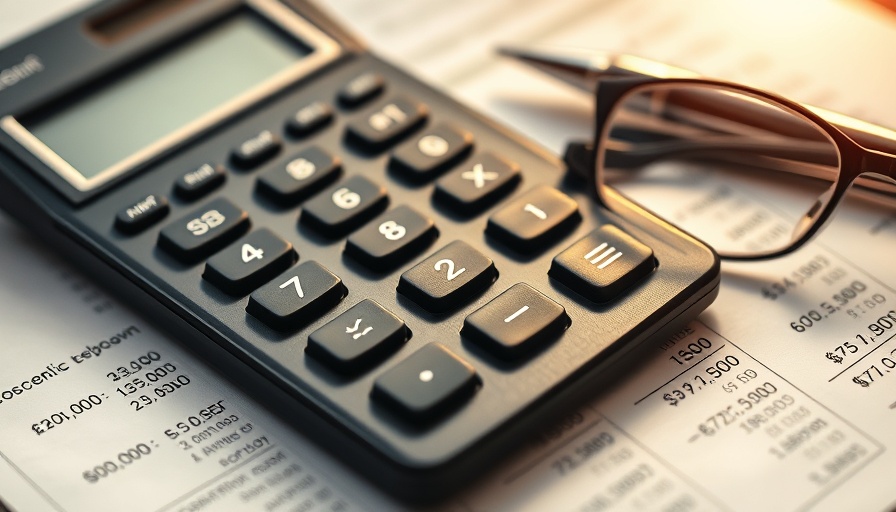 Close-up of financial document with costs breakdown and calculator.