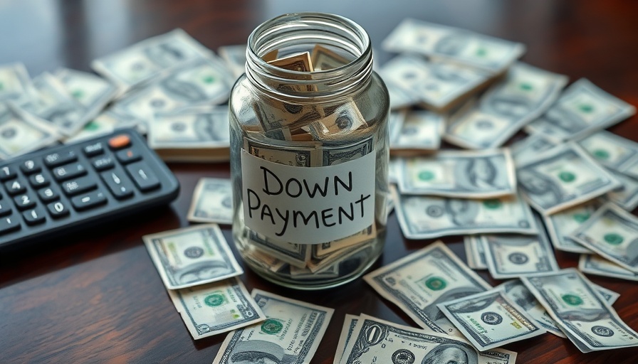 Cash offer on a house: jar labeled 'Down Payment' with money.