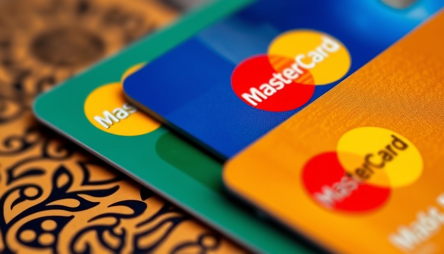 Colorful Mastercard credit cards close-up, emphasizing logos.