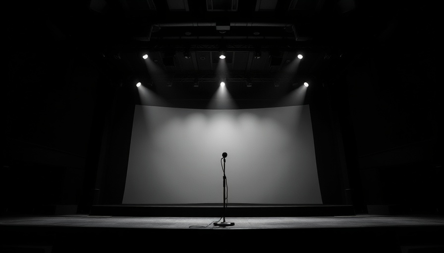 Spotlight on an empty microphone stand.