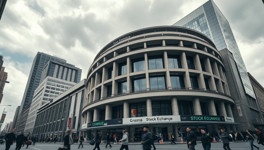 Swiss stock exchange building amid market downturn, people walking