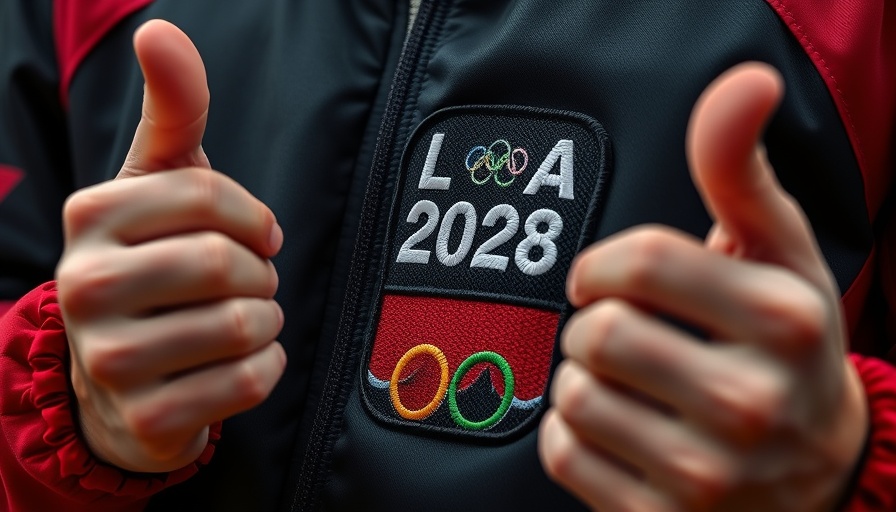 Trump Olympics task force: Hands near LA 2028 jacket patch.