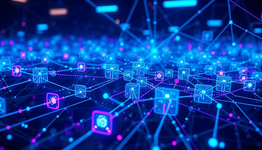 Futuristic AI concept with data nodes and digital elements